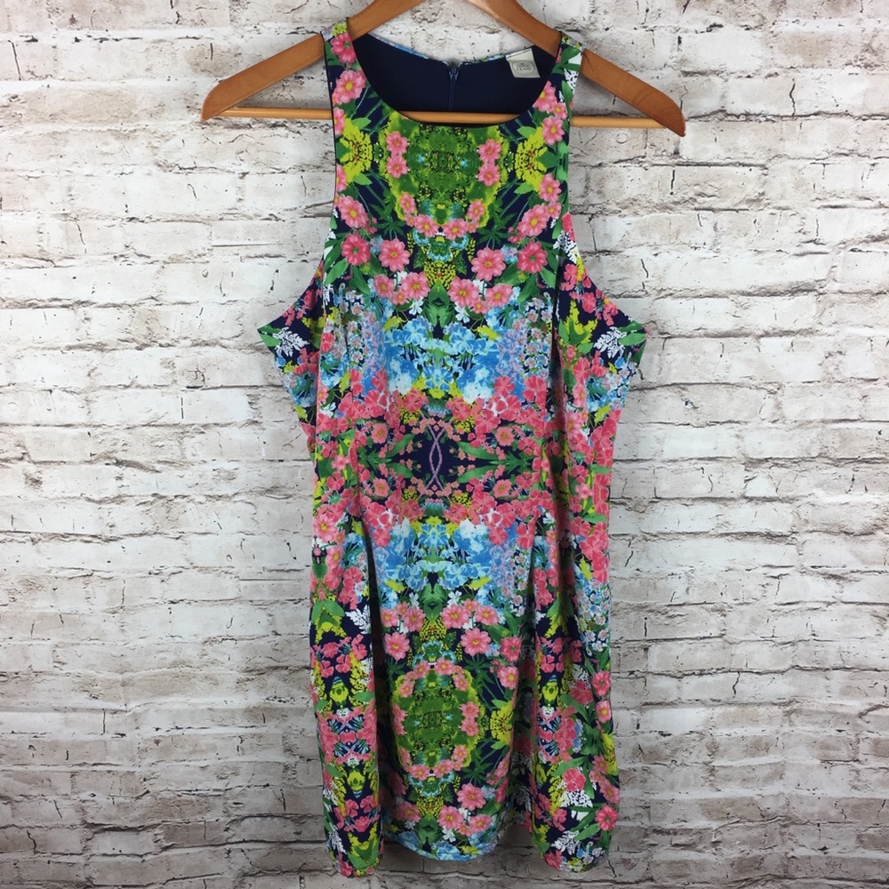 Paper Crane Floral Bright Shift Sleeveless Dress